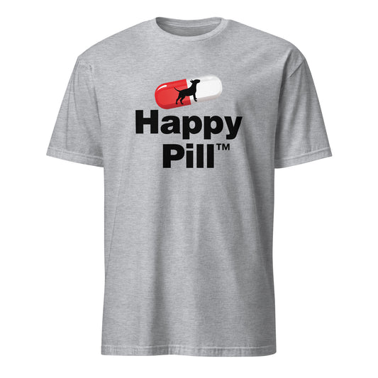 HAPPY PILL Bull Terrier graphic t-shirt, novelty dog capsule design, unisex, sports grey